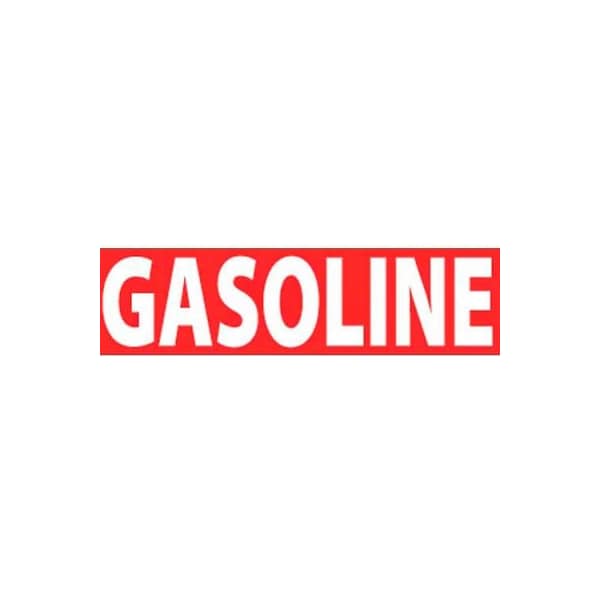 NMC Flammable/Combustible Sign, Gasoline, 2in X 5in, White/Red